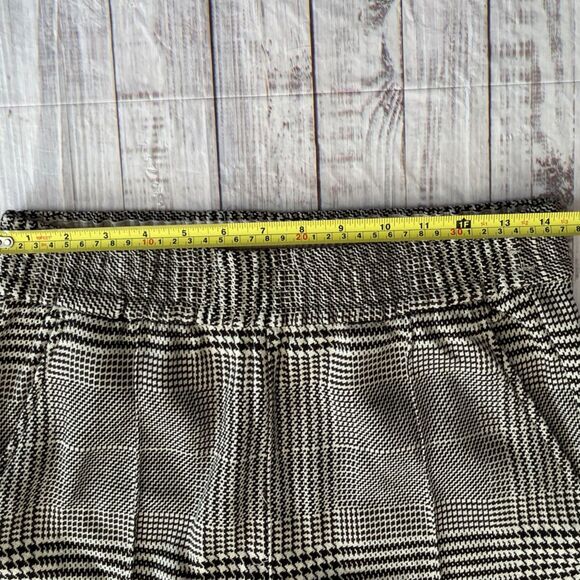 H&M Cream Brown Plaid Wide Leg Elastic Waist Dress Pants Women Size 8 - Picture 5 of 11